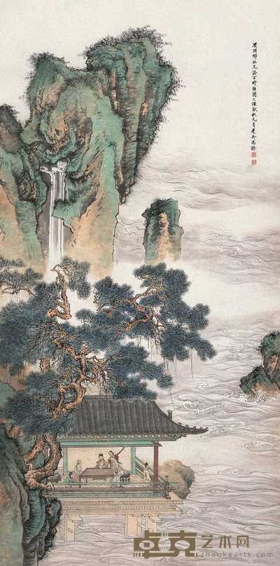 冯建吴 1947年作 云阁雅集图 立轴 127×63cm